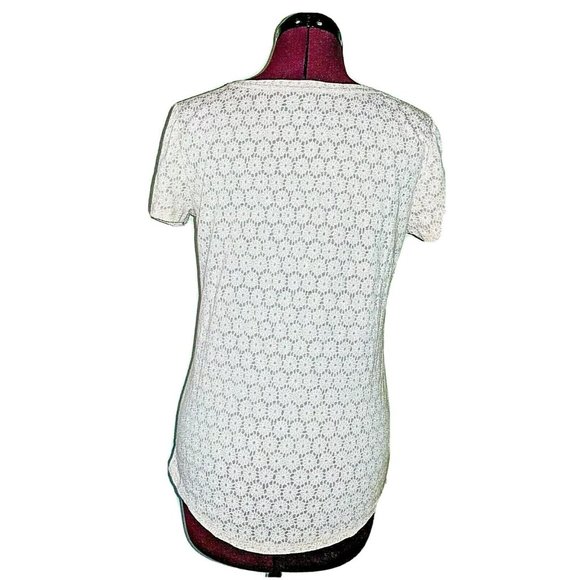 Ann Taylor LOFT Womens Top Size Small Pink Short Sleeves Burnout - Picture 3 of 7